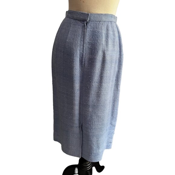 Vintage Ricky Bo Hilton Hotel Baby Blue Tweed Skirt Suit Sz Small Womens - Picture 2 of 10